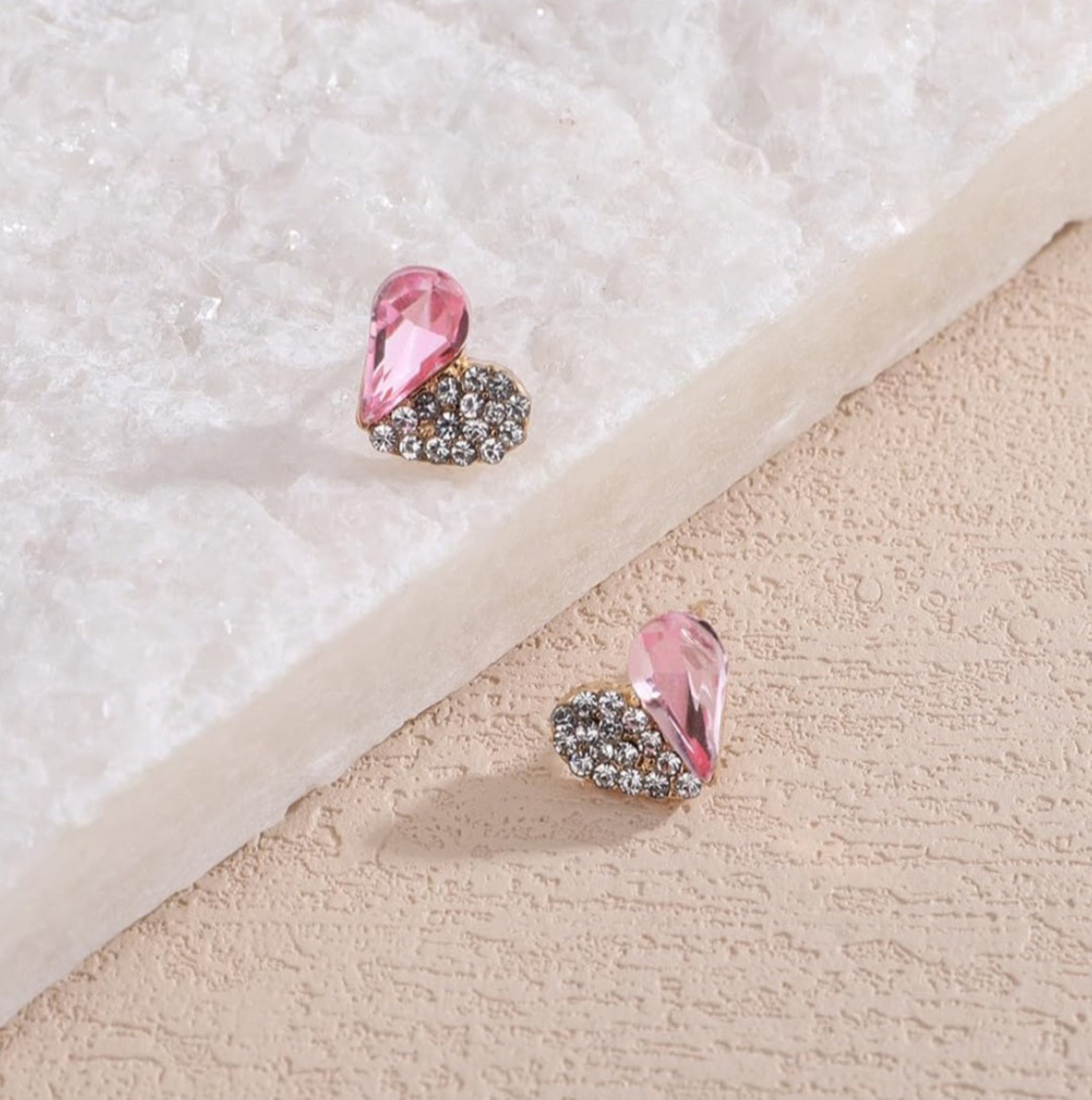Pink Double-Color Heart Earring
