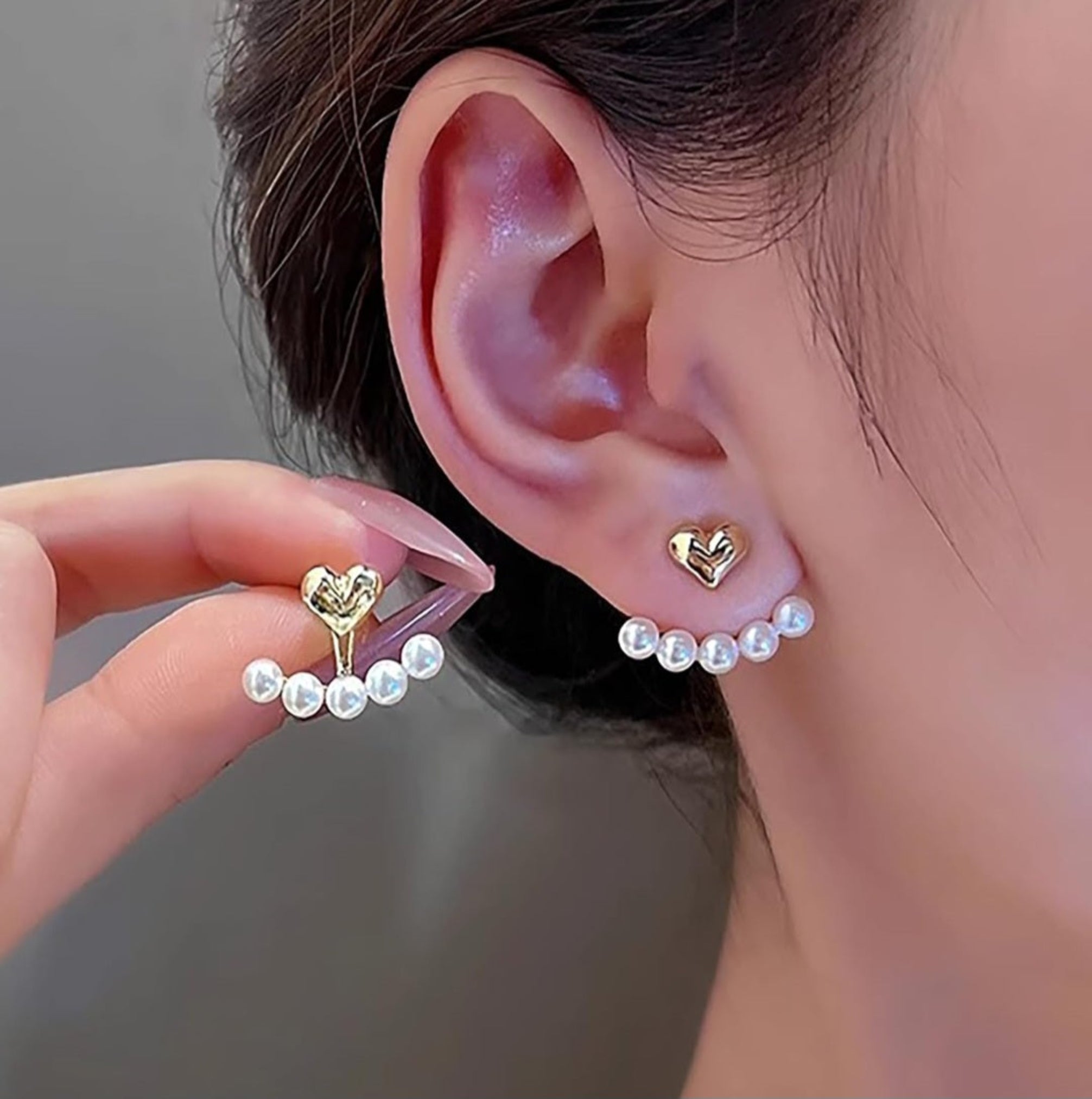 Heart Pearl Dangle Earrings