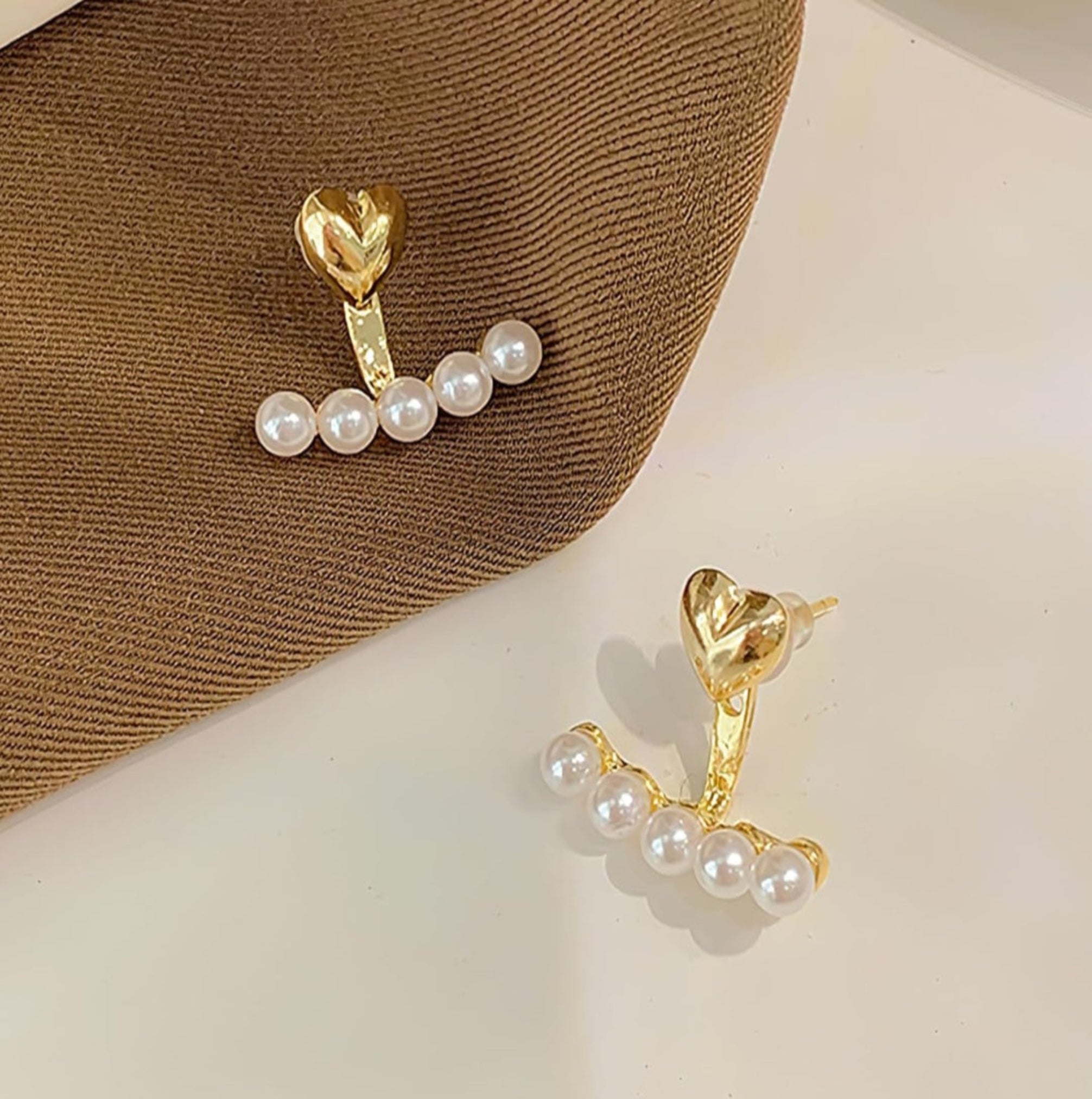 Heart Pearl Dangle Earrings