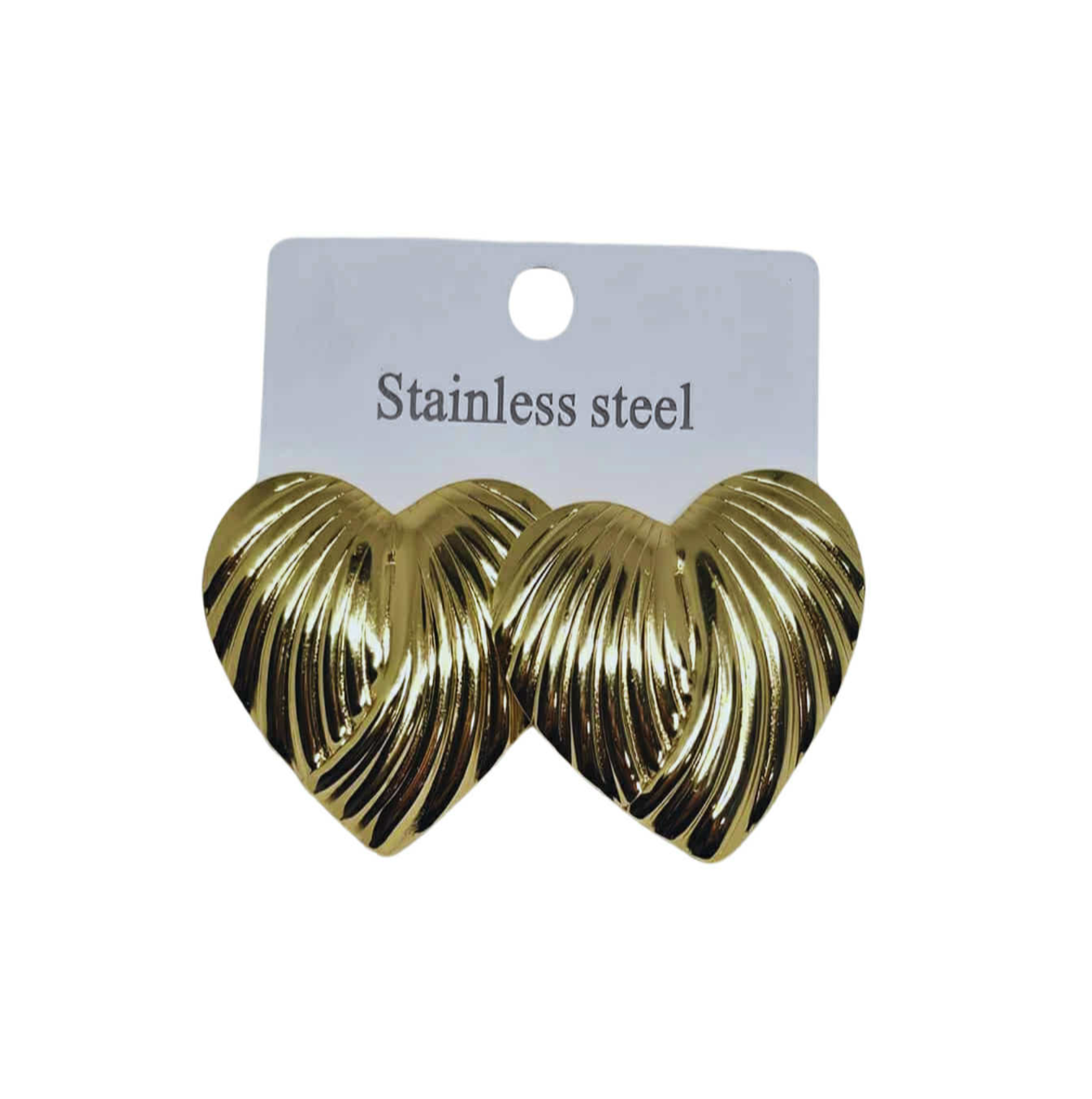 Stainless Steel Textured Heart Earrings