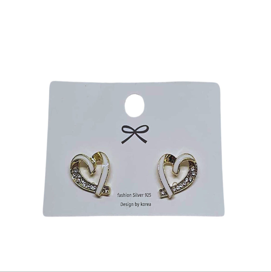 Heart Earrings With White Border
