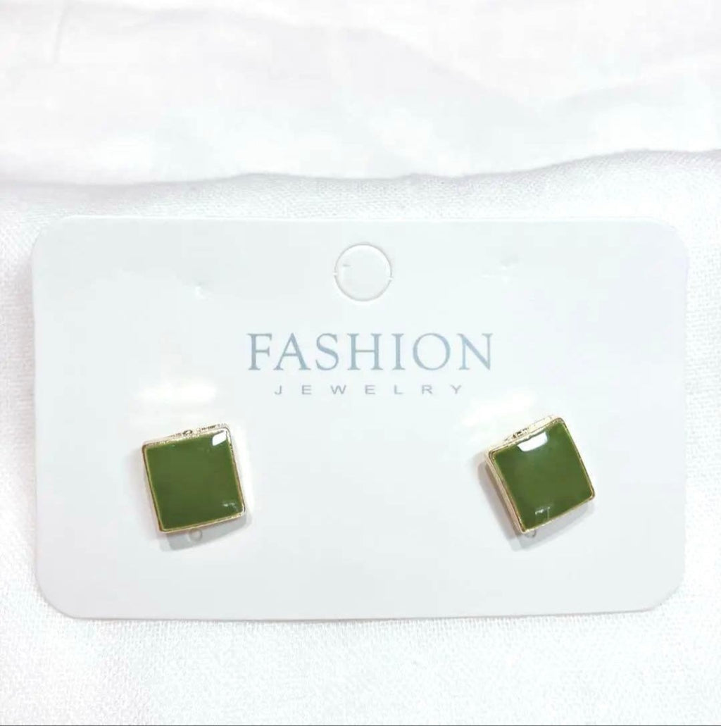 Green Triangular Earrings