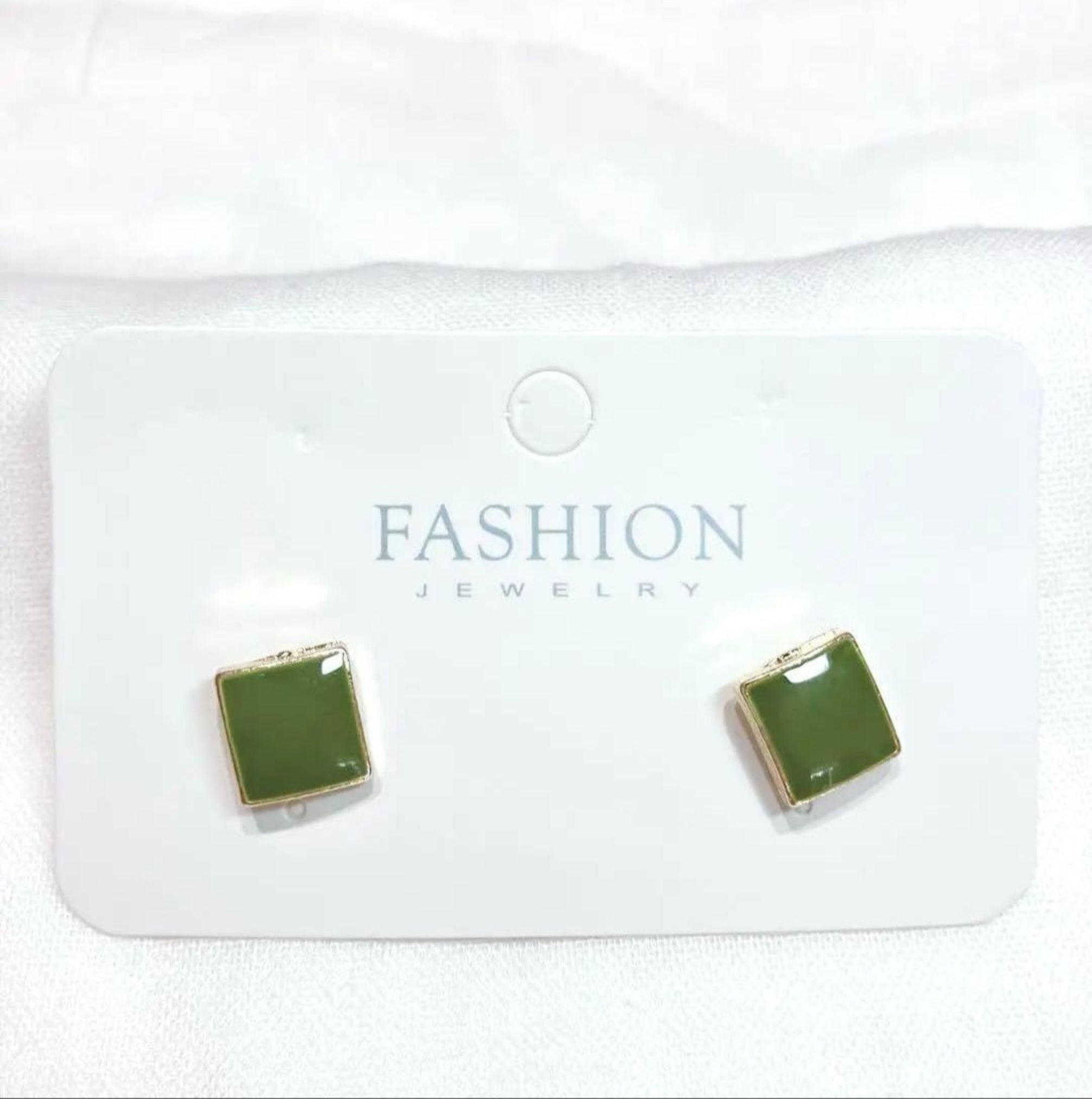 Green Triangular Earrings