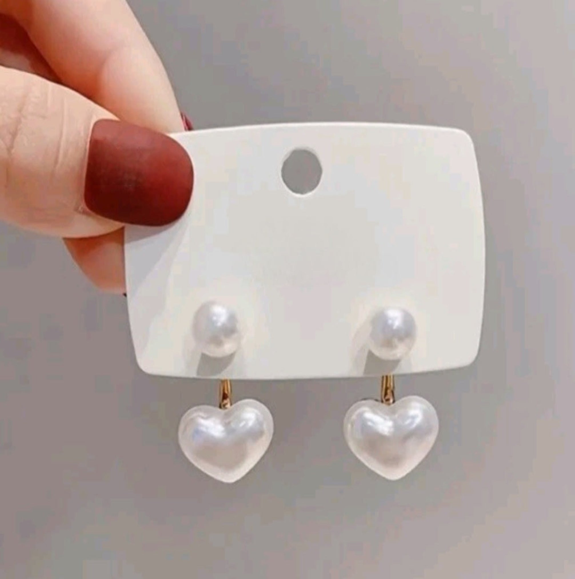 Pearl And Heart Pendant Earrings