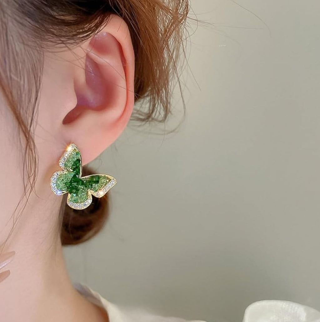 Green Butterfly Earrings